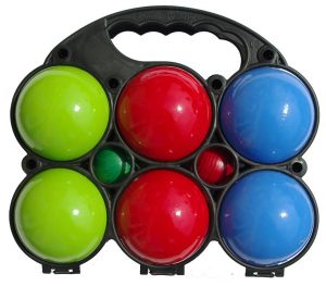 Jeu de 6 boules en bois laquées